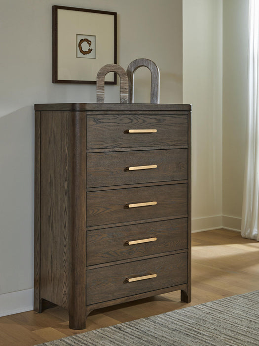 Radkin - Five Drawer Chest - Burnished Brown