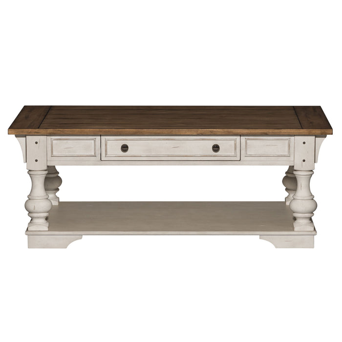 Morgan Creek - Cocktail Table - Antique White / Wirebrushed Tobacco Accents
