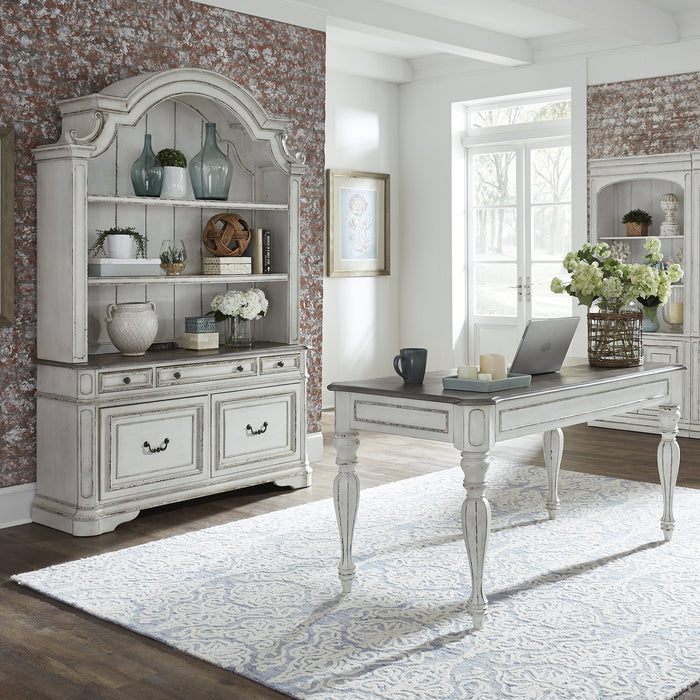 Magnolia Manor - 3 Piece Home Office Set (Desk & Hutch) - Antique White