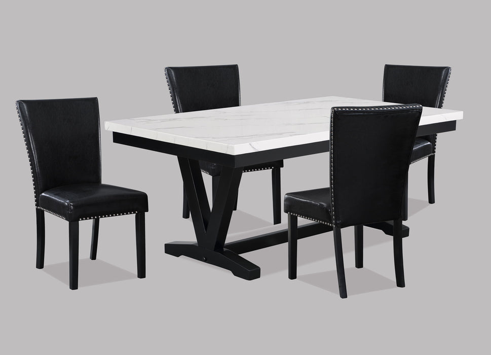 Tanner - 5 Piece Dining Room Set - White / Black