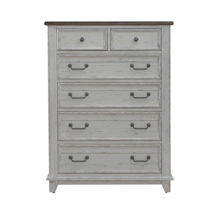River Place - 6 Drawer Chest - Riverstone White & Tobacco