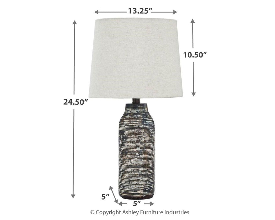 Mahima - Paper Table Lamp (Set of 2) - Black / White