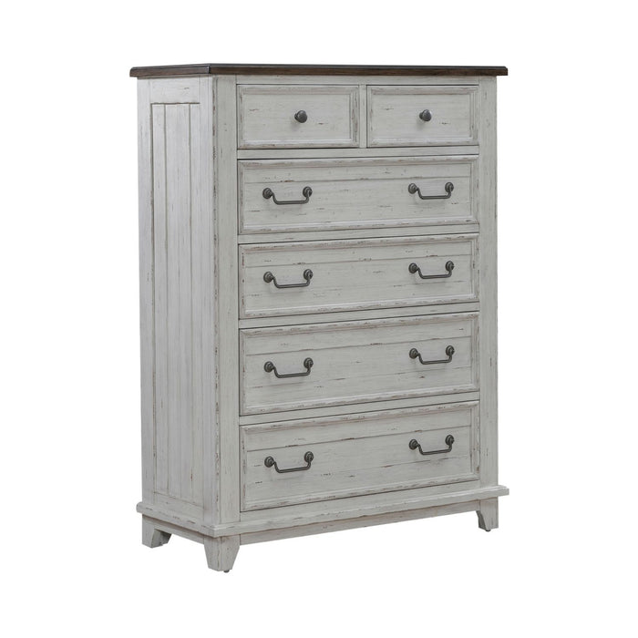 River Place - 6 Drawer Chest - Riverstone White & Tobacco