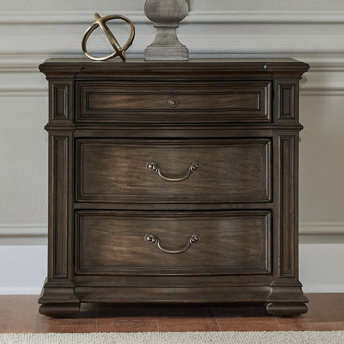 Providence Park - Bedside Chest With Charging Station - Chateau Brown