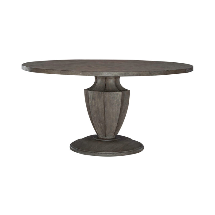 Westfield - 5 Piece Pedestal Table Set (Upholstered Side Chairs) - Light Brown