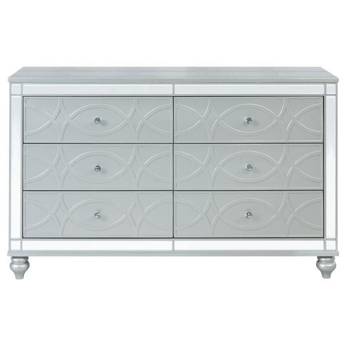 Gunnison - 6-Drawer Dresser - Silver Metallic