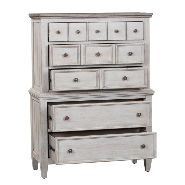 Heartland - 5 Drawer Chest - Antique White / Tobacco Tops