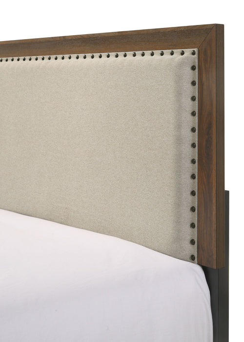 Millie - Full Upholstery Bed In One Box - Brown Cherry