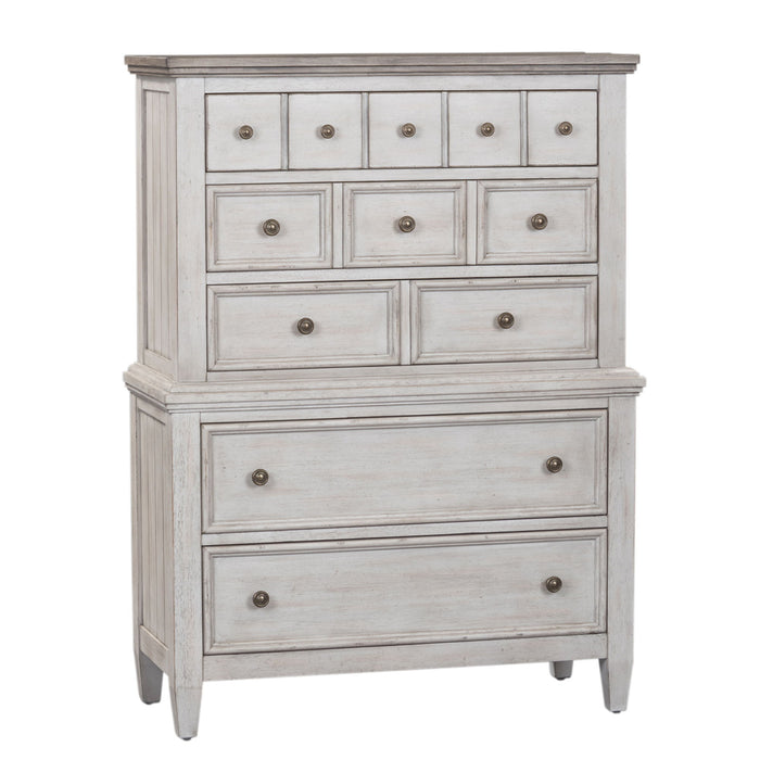 Heartland - 5 Drawer Chest - Antique White / Tobacco Tops