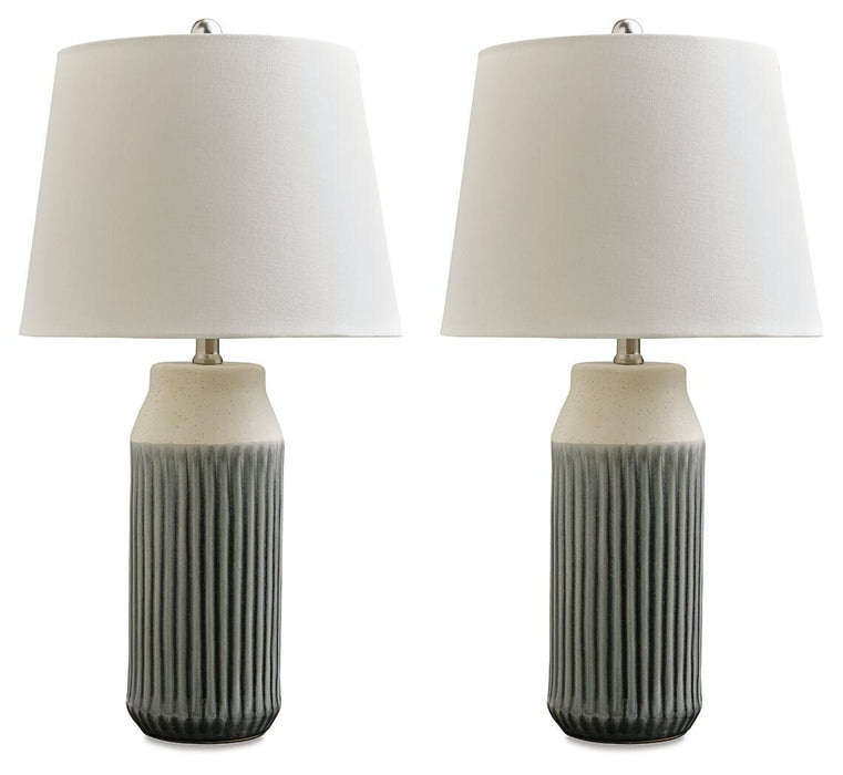 Afener - Ceramic Table Lamp (Set of 2) - Blue / Beige