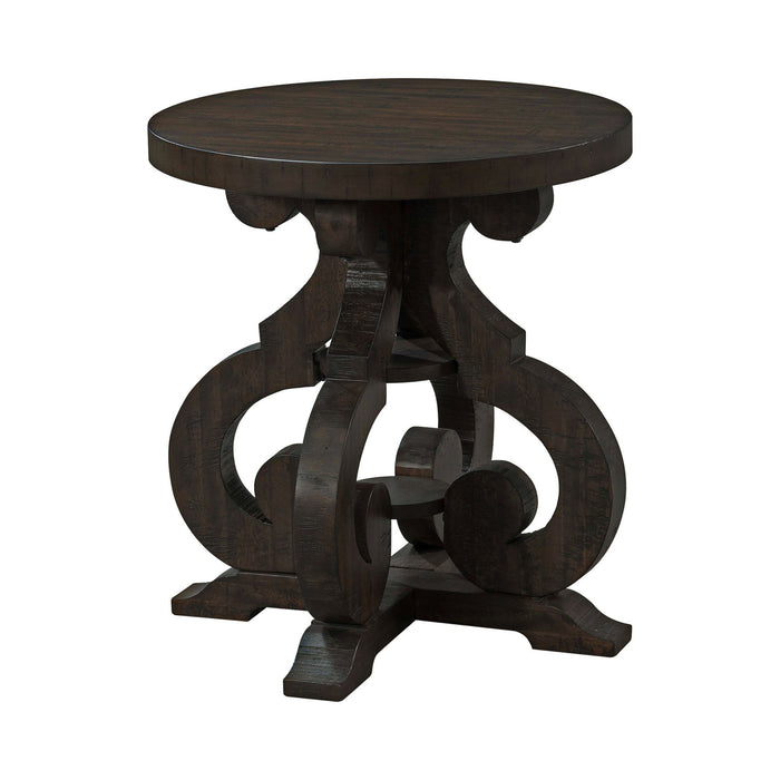 Stone - End Table With PU Base - Dark Walnut