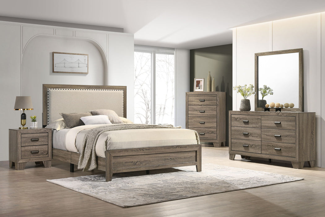 Millie - King Upholstery Bed In One Box - Warm Gray