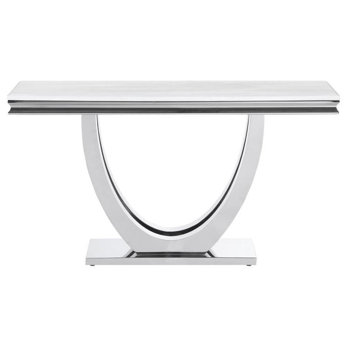 Kerwin - U - Base Stone Top Entryway Sofa Console Table - Chrome