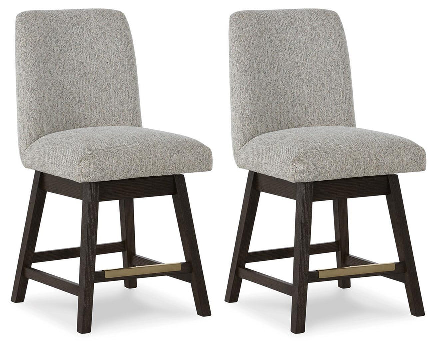 Burkhaus - Upholstered Swivel Barstool (Set of 2) - Beige / Dark Brown