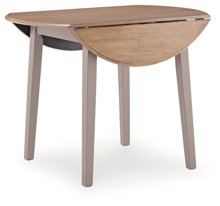 Harperfeld - Round Dining Room Drop Leaf Table - Natural / Gray