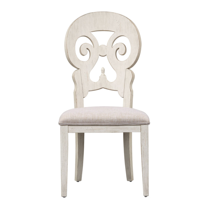 Farmhouse Reimagined - Splat Back Side Chair - Antique White / Chestnut Tops