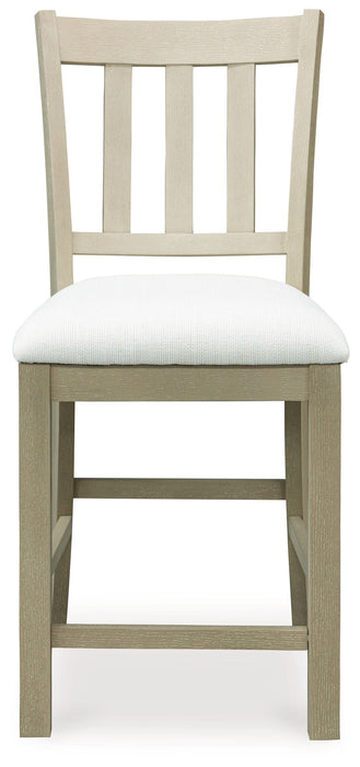 Calmoro - Upholstered Barstool (Set of 2) - Off White / Gray