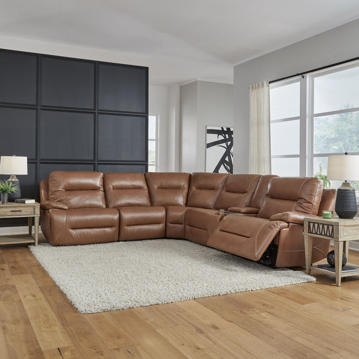 Cameron - Leather 6 Piece Sectional - Dakota Saddle