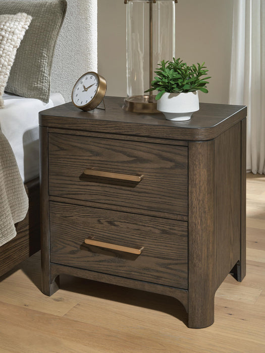 Radkin - Two Drawer Night Stand - Burnished Brown