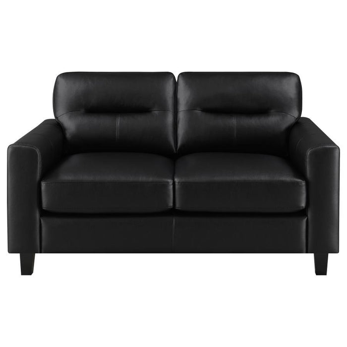 Scotland - Faux Leather Upholstered Track Arm Loveseat