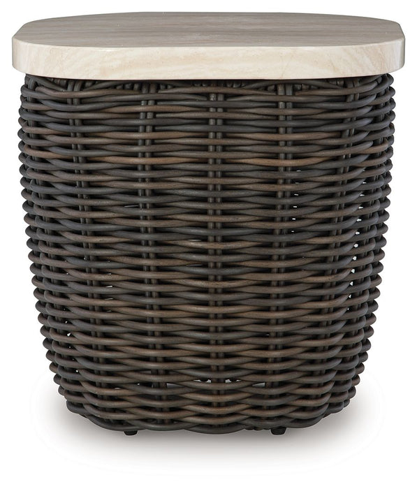 Kimora - Square End Table - Beige / Dark Brown