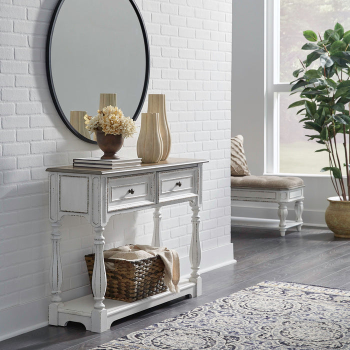 Magnolia Manor - Hall Console Bottom With Shelf For Display & Storage - Antique White
