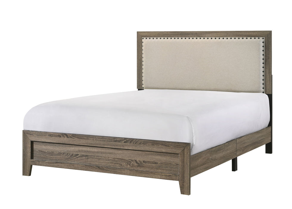 Millie - Queen Upholstery Bed In One Box - Warm Gray