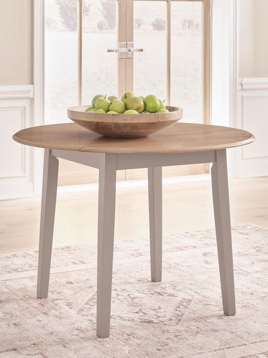 Harperfeld - Round Dining Room Drop Leaf Table - Natural / Gray