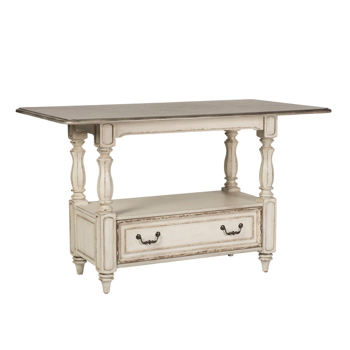 Magnolia Manor - 5 Piece Gathering Table Set - Antique White / Dark Brown
