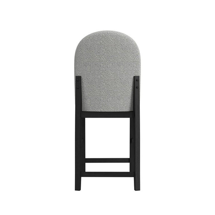 Portland - Round Back Barstool With Fabric (Set of 2) - Gray / Black