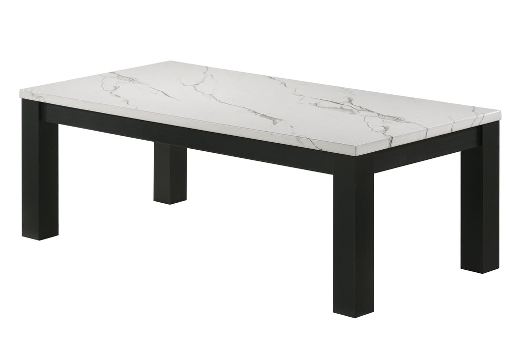 Ivy - 3 Piece Faux Marble White Cocktail Set - White / Black