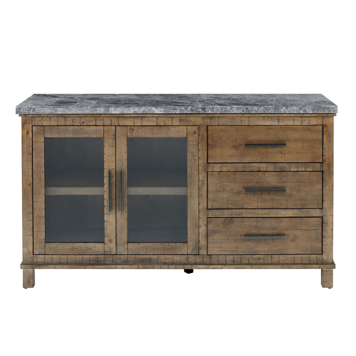 Grayson - Marble Top Server - Gray / Light Brown