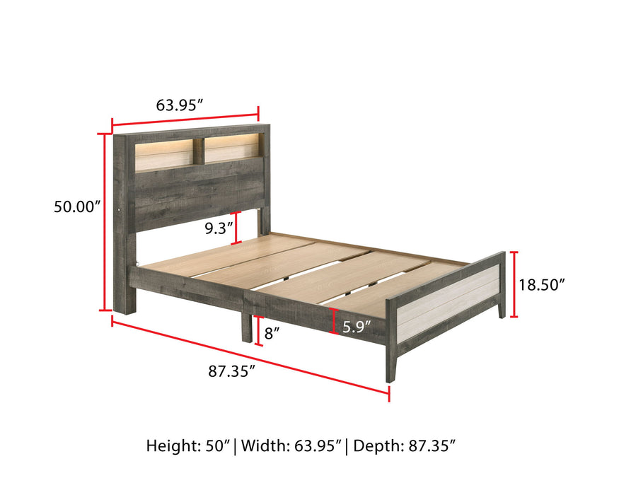 Rhett - Queen Bed In One Box - Chalk / Gray