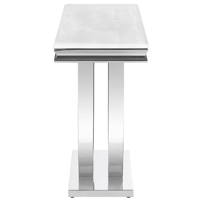 Kerwin - U - Base Stone Top Entryway Sofa Console Table - Chrome