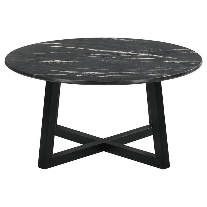 Skylark - Round Marble - Like Smart Top Coffee Table - Black