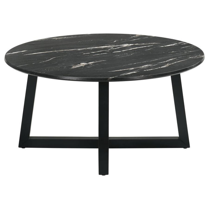 Skylark - Round Marble - Like Smart Top Coffee Table - Black